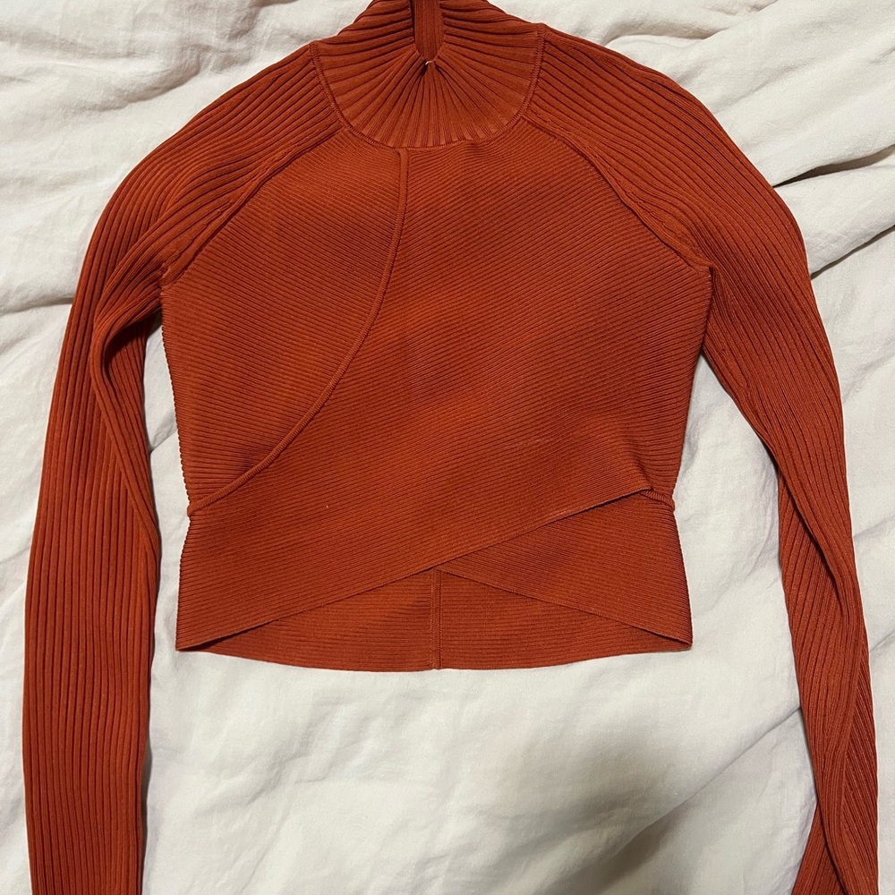Jonathan Simkhai Terracotta Ribbed Knit Top